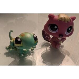 Littlest Pet Shop LPS Gecko 492 Beaver 916 Hasbro G2 2007 2008 Authentic Lot
